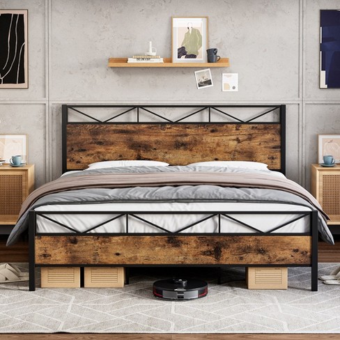 Steel and wood deals headboard