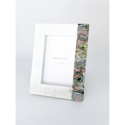 4x6 White Marble and Rainbow Mother of Pearl Picture Frame