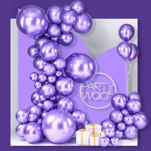 PartyWoo Balloons Metallic Purple Chrome 18 12 10 5 Inch 100 pcs - 1 of 4