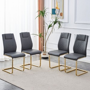 PAGED Modern Dining Chairs with Faux Leather Padded Seat Dining Room Chairs with Metal Legs for Living Room, Kitchen - 1 of 4