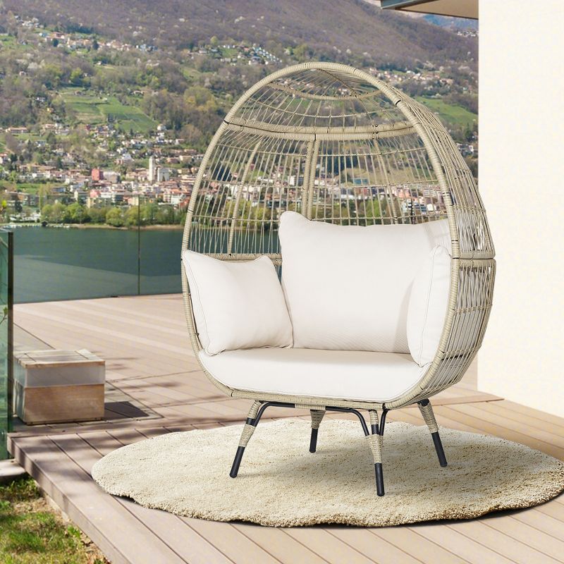 Costway Patio Oversized Rattan Egg Chair Lounge Basket with 4 Cushions for Indoor Outdoor, 2 of 10