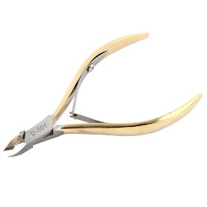 Unique Bargains Metal Gold Tone Hand Finished Tips Cuticle Nippers 4.3 x 2.4 x 0.3 Inch 1 Pc - 1 of 4