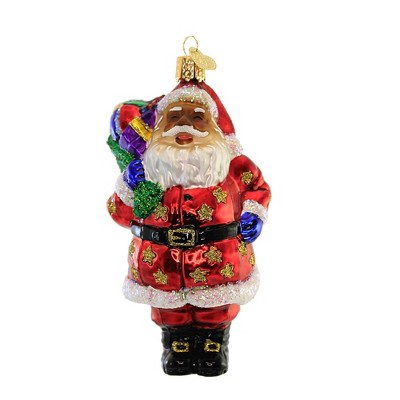 Old World Christmas Jolly Santa Glass Joyful Claus 40625 5.25 In Jolly African American Santa Joyful Claus Tree Ornaments