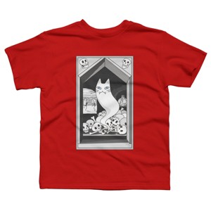 Boy's Design By Humans Ghost cat the Keeper of the Crypt By runcatrun T-Shirt - 1 of 2