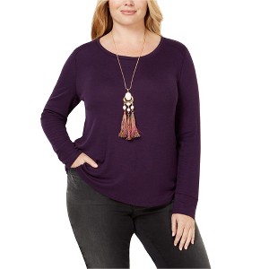 I.N.C International Concepts Womens Ribbed Basic T-Shirt, Purple, 3X - 1 of 1