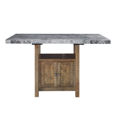 Grayson Gray Marble and Driftwood 7-Piece Counter Dining Set
