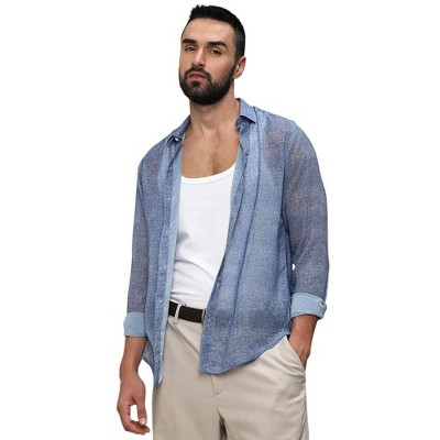 Campus Sutra Men Men's Prussian Blue Gauzy Heathered Shirt