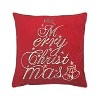 YOOCOZZ Christmas Trendy Bedding Decor, Household Supplies - Red Velvet Christmas Throw Pillow with Merry Christmas Embroidery, 20x20 with Insert - 2 of 4
