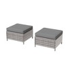 Sonkuki 2-Piece Ottomans with Solution-Dyed Fabric Cushion, All-Weather Wicker Ottomans, Ideal for Patio - 2 of 4