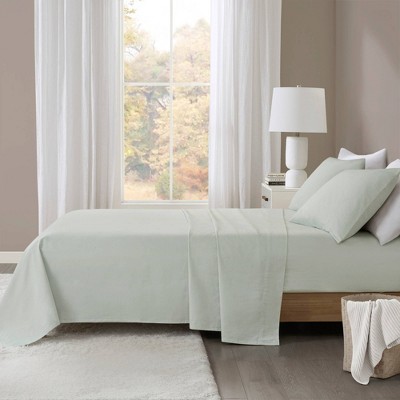 Seafoam Solid Queen Cotton Flannel 4-Piece Sheet Set