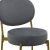 ChicFurnit Dining Chairs 2 PCS Round Bar Stools Bar Chairs Armless Velvet Barstools for Counter, Kitchen Island, Gray, 15.74"*15.35"*41.34" - 3 of 4