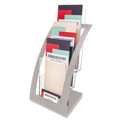 deflecto 3-Tier Literature Holder, Leaflet Size, 6.75w x 6.94d x 13.31h, Silver