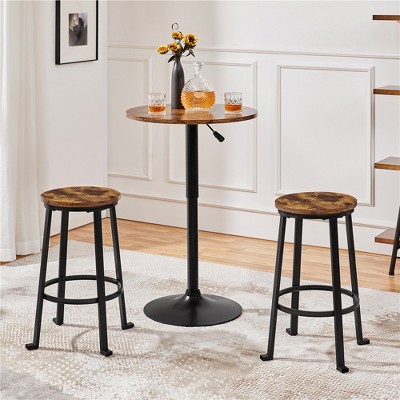Yaheetech 24" Brown Wood and Metal Backless Bar Stools Set