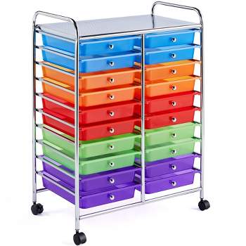 3-Drawer Cart Storage Bin Organizer Rolling w/Plastic Drawers Rainbow