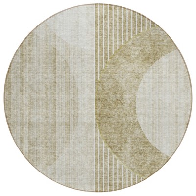 Taupe Beige And Tan Geometric Washable Indoor Outdoor Area Rug