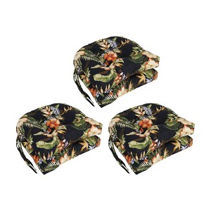Blazing Needles, 16-inch Spun Polyester Patterned Outdoor U-shaped Tufted Chair Cushions (Set of 6) - 1 of 2