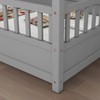 DOMETOUR Full Size Floor Wooden Bed with House Roof Frame, Fence Guardrails,Grey - 3 of 4