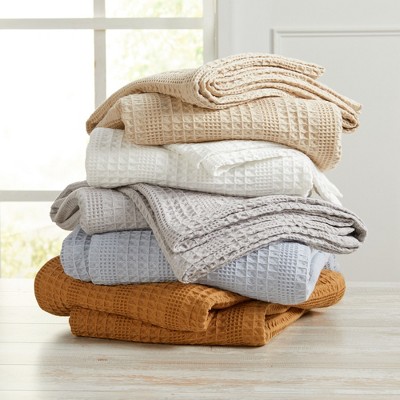 Copper Full Cotton Waffle Knit Reversible Bed Blanket