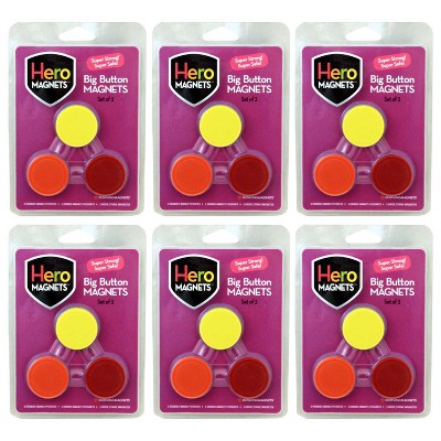 Dowling Magnets® Hero Magnets: Big Button Magnets, 3 Per Pack, 6 Packs