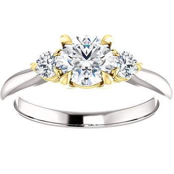 Pompeii3 1 Ct Round Diamond Three Stone 14k Gold Two Tone Engagement Anniversary Ring