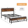 Full Size Bed Frame with Wood Headboard and Storage Bench, Bed Bench with Seat Cushion, Metal Slats Support, Safety Rounded Corners, Brown - 2 of 4