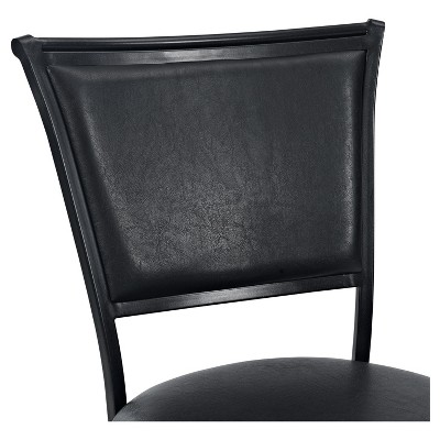 Rachel Black Metal Swivel Barstool with Leather Cushion