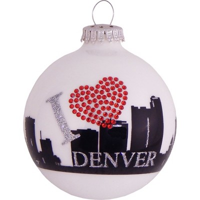 Christmas by Krebs Porcelain White Denver Skyline Christmas Ball Ornament 3.25" (80mm)