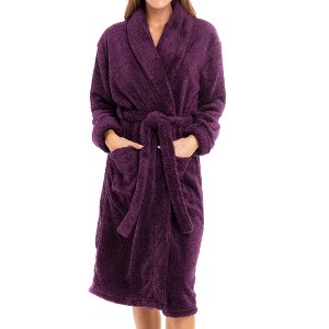 ADR Women's Plush Robe, Women's Plush Bathrobe, Fuzzy Pink Purple Comfy Robe Woman - 1 of 4