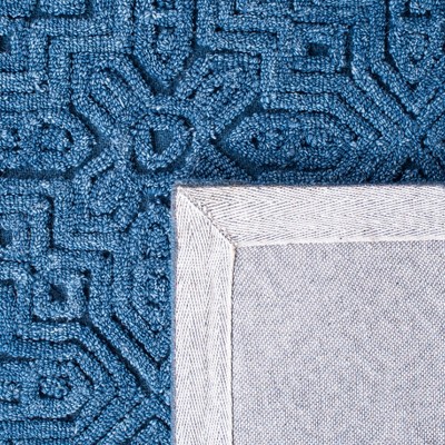 Handmade Blue Geometric Wool Area Rug