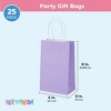 Blue Panda 25 pcs 5"x3.15"x9" Purple Kraft Paper Gift Bags, Party Favor, Shopping Bags with Handles - 3 of 4