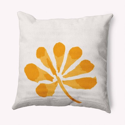 16"x16" Petals Square Throw Pillow Yellow - e by design: Indoor Floral Accent, Soft Polyester
