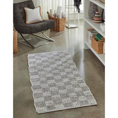 Unique Loom Chindi Cotton Collection Area Rug - Checkered
