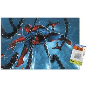Trends International Marvel Comics Spider-Man, Doctor Octopus - Rain Cover Unframed Wall Poster Print Clear Push Pins Bundle 14.725" x 22.375" - 1 of 4