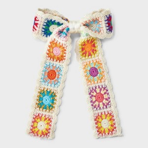 Knitted Quilt Floral Bow Hair Barrette - Wild Fable™ Off-White/Orange/Yellow - 1 of 3