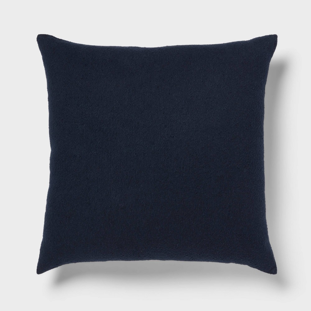 Euro Boucle Colorblock Decorative Pillow Dark Navy - Threshold™: Indoor Square Cotton Cushion with Hidden Zipper
