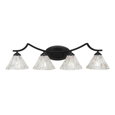 Toltec Lighting Zilo 4 - Light Vanity in  Matte Black with 7" Italian Ice Shade