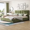 Upholstered Platform Bed with Curved Tufted Headboard, Velvet Fabric Frame Bed for Bedroom-Baofuwish - 2 of 4