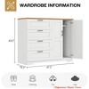 Wooden Storage Cabinet, Freestanding Wardrobe w/ 1 Hanging Rod, Side Organizer w/ 4 Drawers and Double Doors - 2 of 4