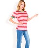 Anna-Kaci Women's Short Sleeve Striped Casual Tee with Contrast Trim - 3 of 4