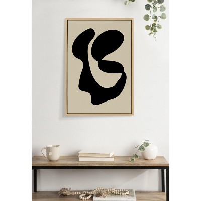 Natural Abstract Black and Beige Canvas Art Print, 23x33