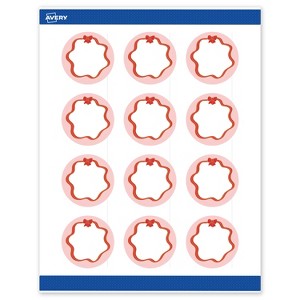 Avery Labels, 2" Diameter, Gold-Pink Bow, Matte, 120ct - 1 of 4