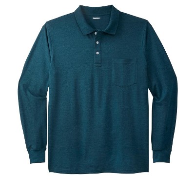 KingSize Men's Big & Tall Long-Sleeve Shrink-Less Piqué Polo
