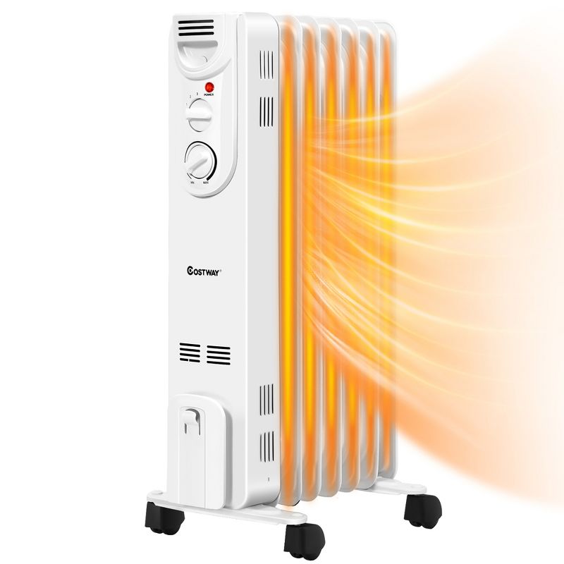 Costway 1500W Electric Indoor Oil Heater W/3 Heat Settings & Safe Protection for Home, 1 of 11