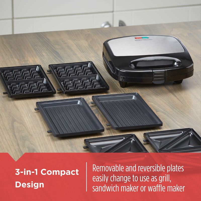 Black and Decker 3-in-1 Morning Meal Station Compact Grill in Black, 4 of 9