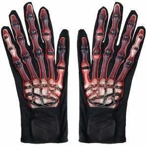 Skeleteen Blood Zombie Skeleton Gloves - Skeleton Hands With Realistic Blood Costume Accessories Gloves - 1 Pair - 1 of 4