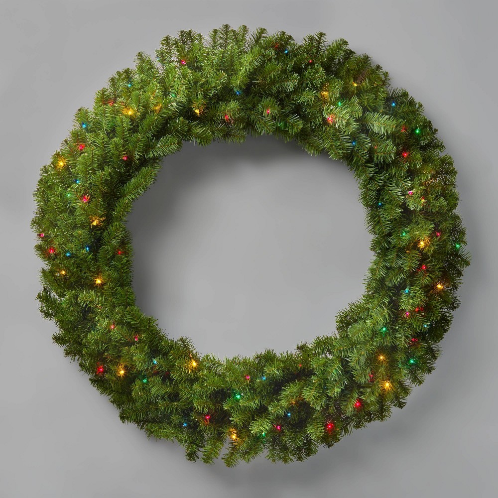 48in Pre-lit Artificial Christmas Wreath Muliticolored Lights - Wondershop