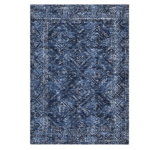 Modern Washable Geometric Rug – Ultra-Soft Distressed Accent Carpet with Non-Slip Backing - 1 of 4