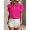 Womens Flowy Tunic Tops with Flutter Sleeve V Neck Tops Front Seam Short Sleeve Blouse Summer Casual Tops - 3 of 3
