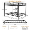 SeaCamel Full Size Square Tube Iron Bunk Bed - Safety Rails, Modern Minimalist, Easy Assembly - 3 of 4