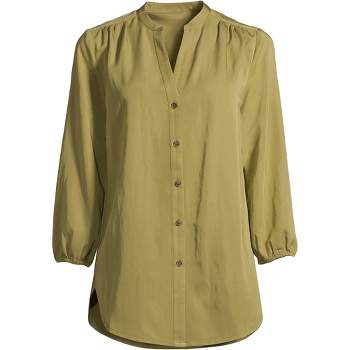 Lands' End Women's Rayon Button Front 3/4 Sleeve Tunic Top - Medium ...